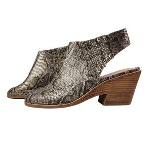 NEW Gentle Souls Harlie Metallic Snake-print Leather Slingback Ankle Bootie 9.5